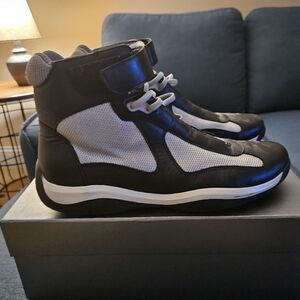 Prada Nevada Bike Sneakers, Black trim and gray mesh, size 10.5. Like new